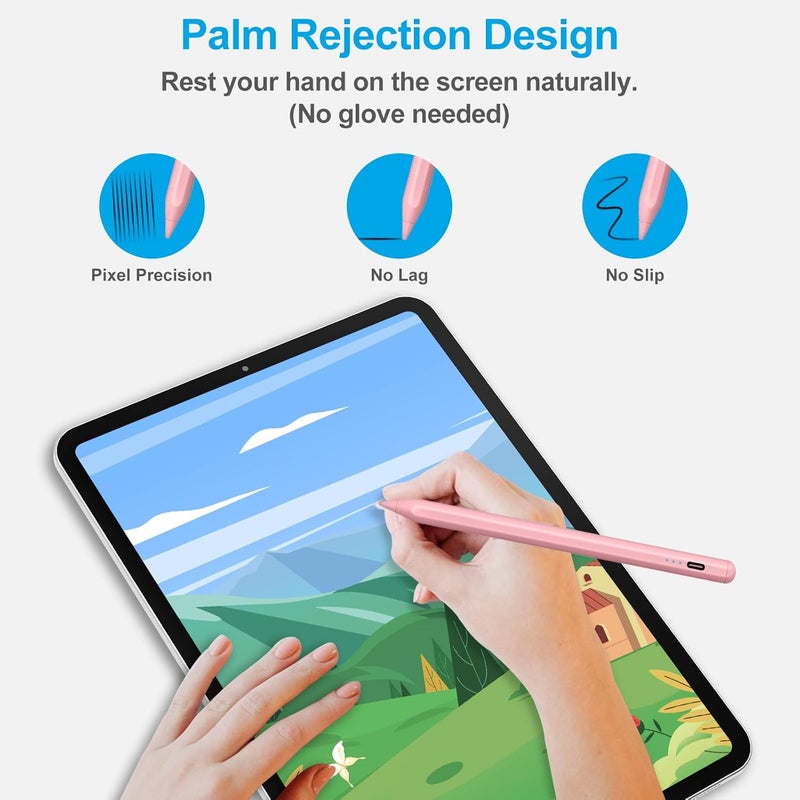 كيرون قلم لأجهزة Apple iPad (2018-2025)، قلم نشط سريع الشحن ورفض راحة اليد وحساس للإمالة لأجهزة iPad الجيل الحادي عشر/العاشر/التاسع-السادس، Pro 11"/12.9"/13" M4، Air الجيل الخامس-الثالث/M2 M3، Mini A17 Pro/6/5 - Image 3