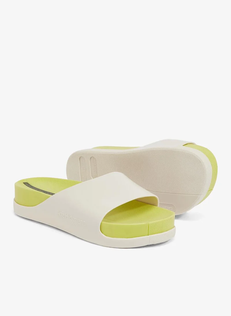 Voices Off White-Lime Slide Soul  Women'S Anti Slip Sole  Sandals - White/Yellow for Women | Best Price UAE