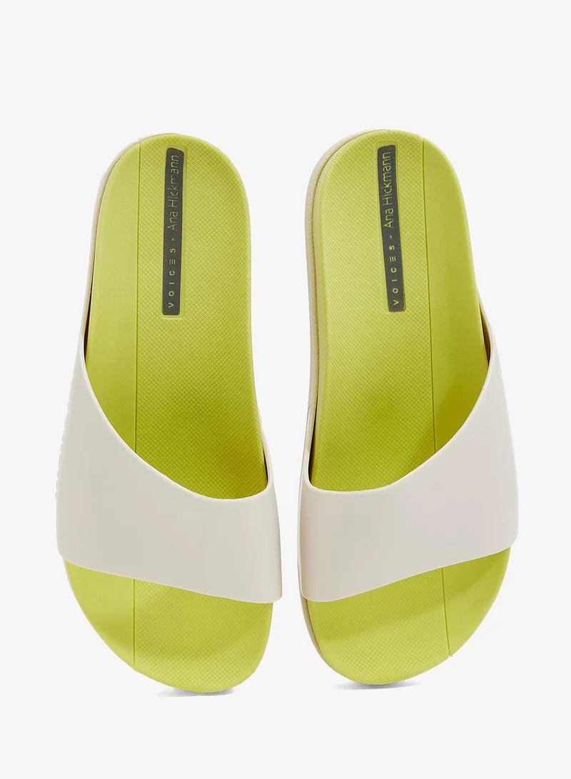 Voices Off White-Lime Slide Soul  Women'S Anti Slip Sole  Sandals - White/Yellow for Women | Best Price UAE