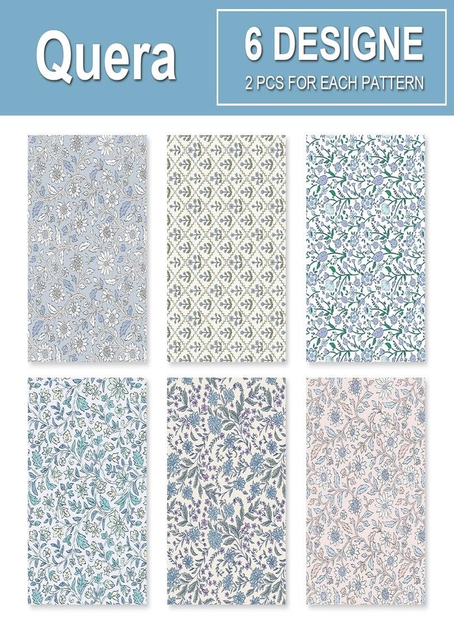 Quera 12 Sheet Blue Wrapping Paper Vintage Floral Gift Wrap Paper Bulk Greenery Art Paper for Birthday Wedding Baby Shower DIY Crafts Gift Packing, 19.7 x 27.6 inch - Image 3
