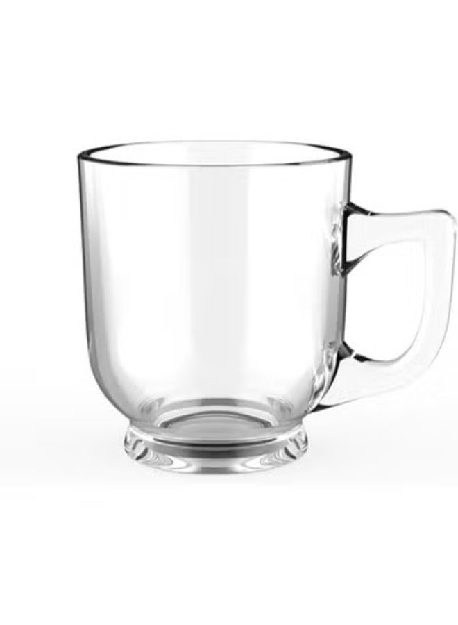 Set of 12 plain glass tea/coffee mugs with textured base and handle, durable transparent glass, elegant and practical design for daily home or office use - Image 2