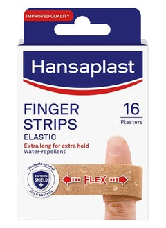 Hansaplast Elastic Finger Strips Extra Long For Extra Hold Flexible And Water repellent Nonstick 16 Strips  - Image 1