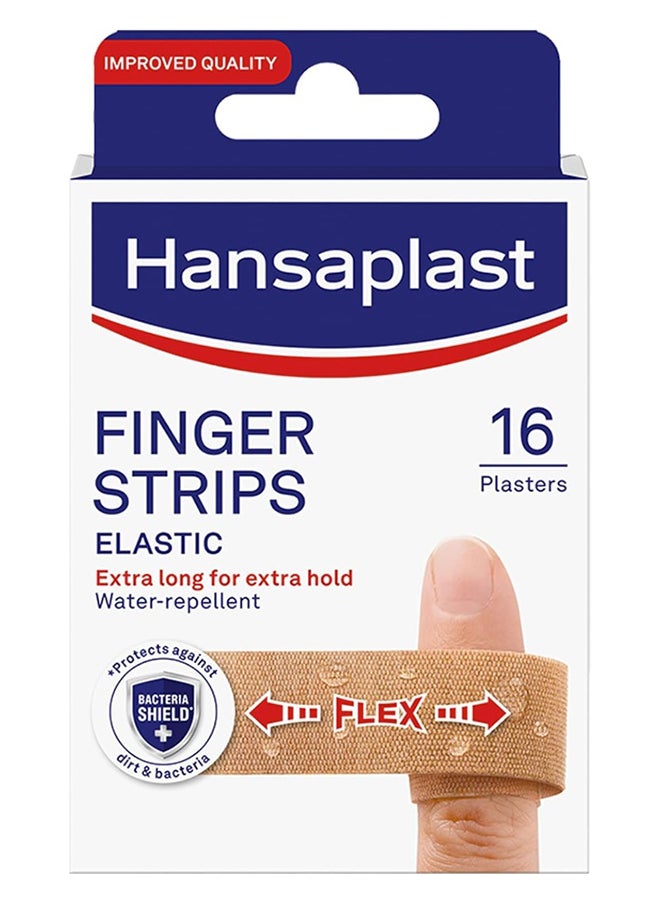Hansaplast Elastic Finger Strips Extra Long For Extra Hold Flexible And Water repellent Nonstick 16 Strips  - Image 1