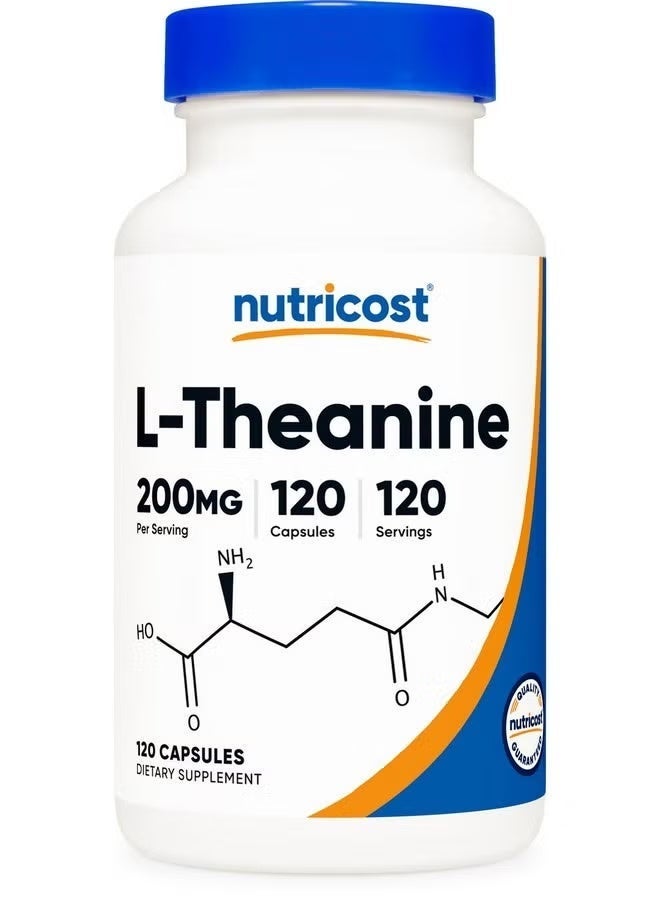 Nutricost, L-Theanine, 200 mg, 120 Capsules - Image 1