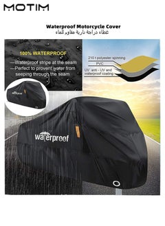 Motim Motorcycle Cover, UV Protection Dustproof Waterproof 210D Oxford Motorbike Cover with Lock Holes, Sun Shade Motorcycle Cover for Most Motorcycles 3XL(265*105*125 cm)  - Image 2