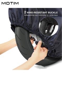 Motim Motorcycle Cover, UV Protection Dustproof Waterproof 210D Oxford Motorbike Cover with Lock Holes, Sun Shade Motorcycle Cover for Most Motorcycles 3XL(265*105*125 cm)  - Image 4