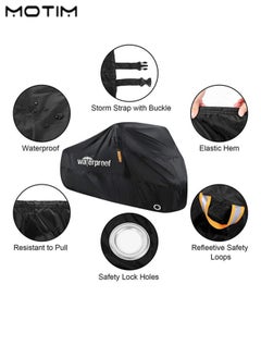 Motim Motorcycle Cover, UV Protection Dustproof Waterproof 210D Oxford Motorbike Cover with Lock Holes, Sun Shade Motorcycle Cover for Most Motorcycles 3XL(265*105*125 cm)  - Image 5