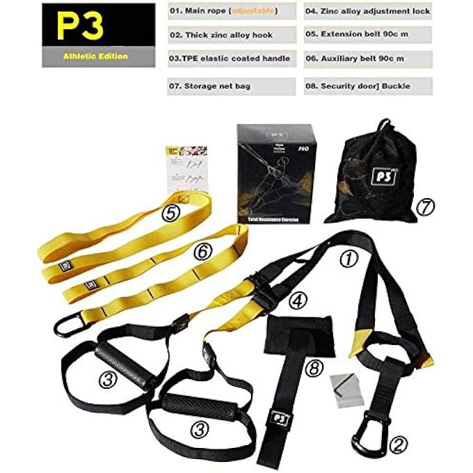 rayihni P3-3 Pro Suspension Trainer Kit Trx Sling Set All-In-One Perfect For Travel And Working Out Indoors Durability And Extension Training Can Effectively Burn Fat And Improve Heart And Muscles - Image 3
