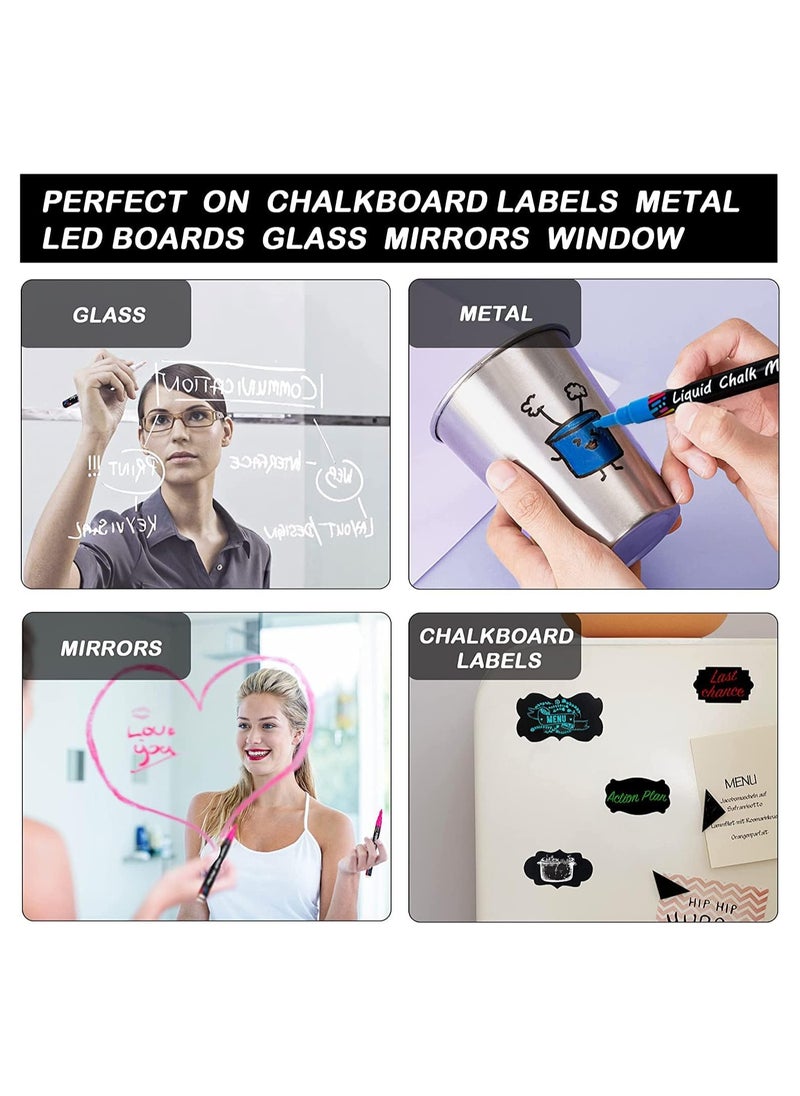 Generic Erasable Chalk Markers Pens Set 8 Colors Colorful Graffiti Highlighter Marker for Flashing LED Lighted Board Blackboard Whiteboard Menu Message Board Glass Window Art-Chalk Pen Whiteboard Pen  - Image 4