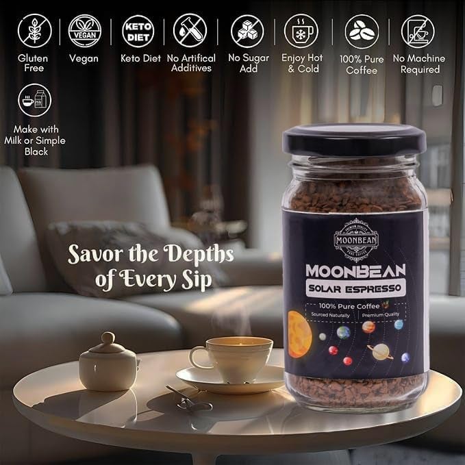 Moonbean Espresso Flavored Instant Coffee 50g | 100% Pure Arabica | Premium Freeze-Dried Coffee with Rich & Exotic Espresso Flavor | No Added Sugar | Bold & Smooth Taste - Image 5