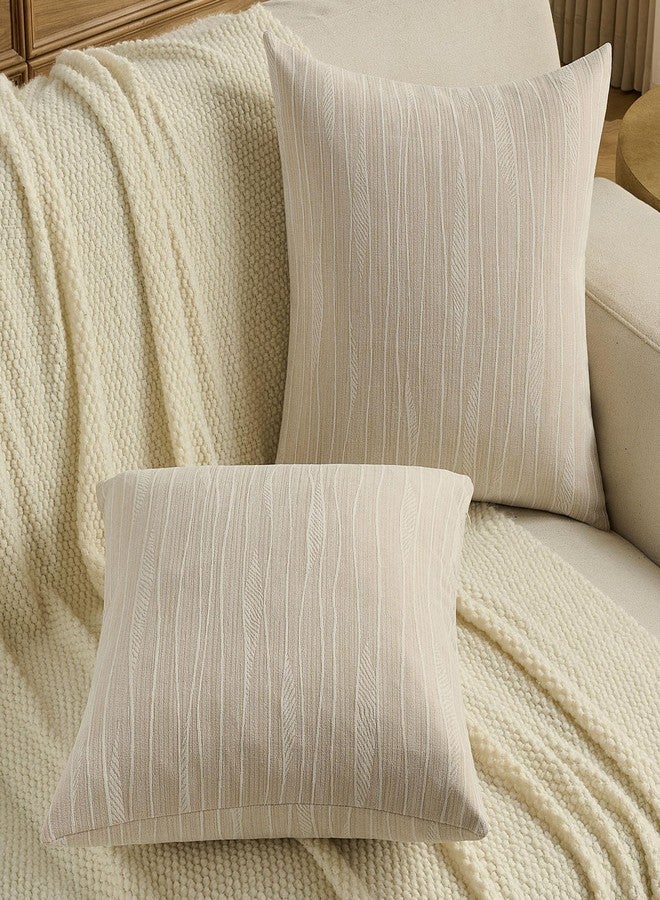 FUTEI Dyeing Beige Chenille Throw Pillow Covers 18x18 Inch Set of 2,Soft Line Textured Cushion Cases,Modern Home Decor for Couch Living Room - Image 5