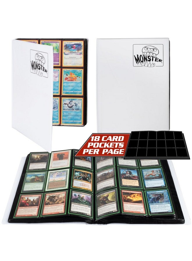 Monster Protectors Monster 9 Pocket Trading Card Mega XL Binder - Matte White Album, Anti-Theft & Drop TCG Protection w Side Loading Padded Pockets, Double Sided, Holds 720 Cards, Sports, Gaming, Kpop, Gift  - Image 1