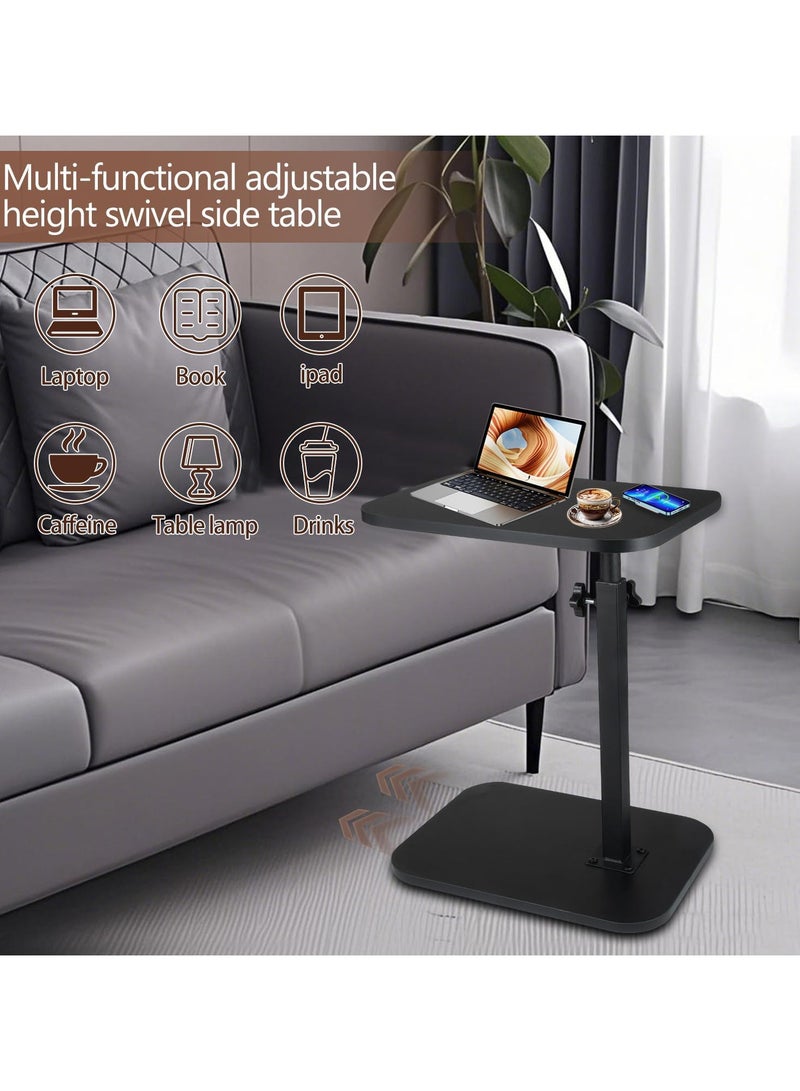انسجام طاولة جانبية على شكل حرف C قابلة لتعديل الارتفاع، طاولة تلفزيون دوارة بزاوية 360 درجة، طاولات أريكة تنزلق أسفل الأريكة، طاولة جانبية لغرفة النوم وغرفة المعيشة والحمام - Image 5