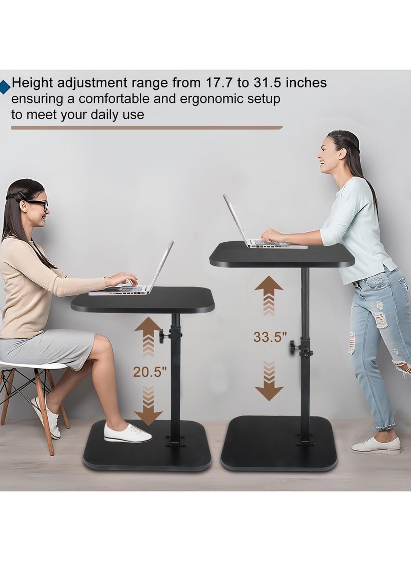 انسجام طاولة جانبية على شكل حرف C قابلة لتعديل الارتفاع، طاولة تلفزيون دوارة بزاوية 360 درجة، طاولات أريكة تنزلق أسفل الأريكة، طاولة جانبية لغرفة النوم وغرفة المعيشة والحمام - Image 4