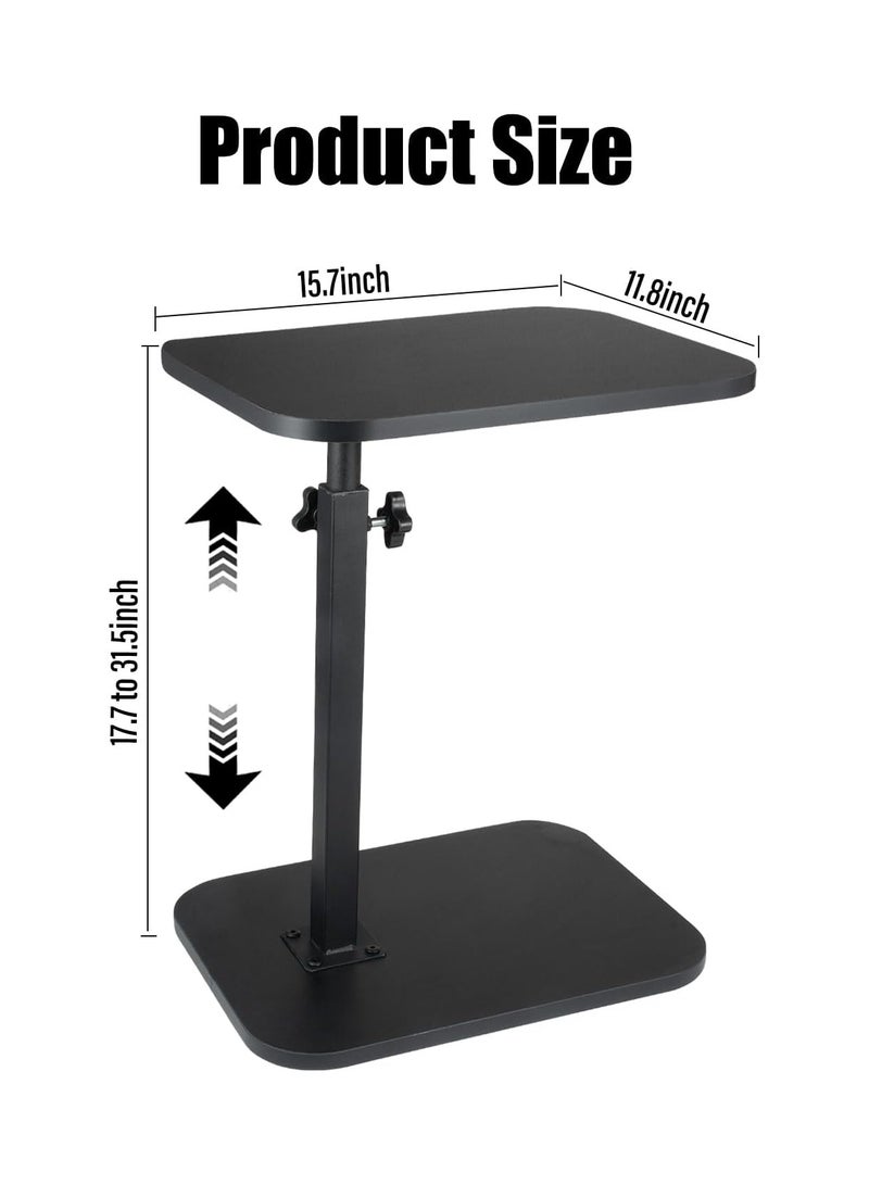 انسجام طاولة جانبية على شكل حرف C قابلة لتعديل الارتفاع، طاولة تلفزيون دوارة بزاوية 360 درجة، طاولات أريكة تنزلق أسفل الأريكة، طاولة جانبية لغرفة النوم وغرفة المعيشة والحمام - Image 2