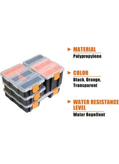 ISTARA Istara Professional Organizer with Removable Compartments4 Piece Orange Plastic Storage Bin for Screws and Small Items Storage Box Hardware Tool Organizer  - Image 4