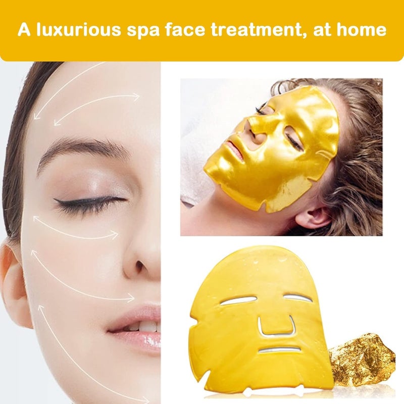 KRLZ Gold Gel Collagen Crystal Facial Masks Moisturizing AntiAging Reduces Puffiness Wrinkles Deep Tissue Rejuvenation Skin Hydration 5 Pcs - Image 2