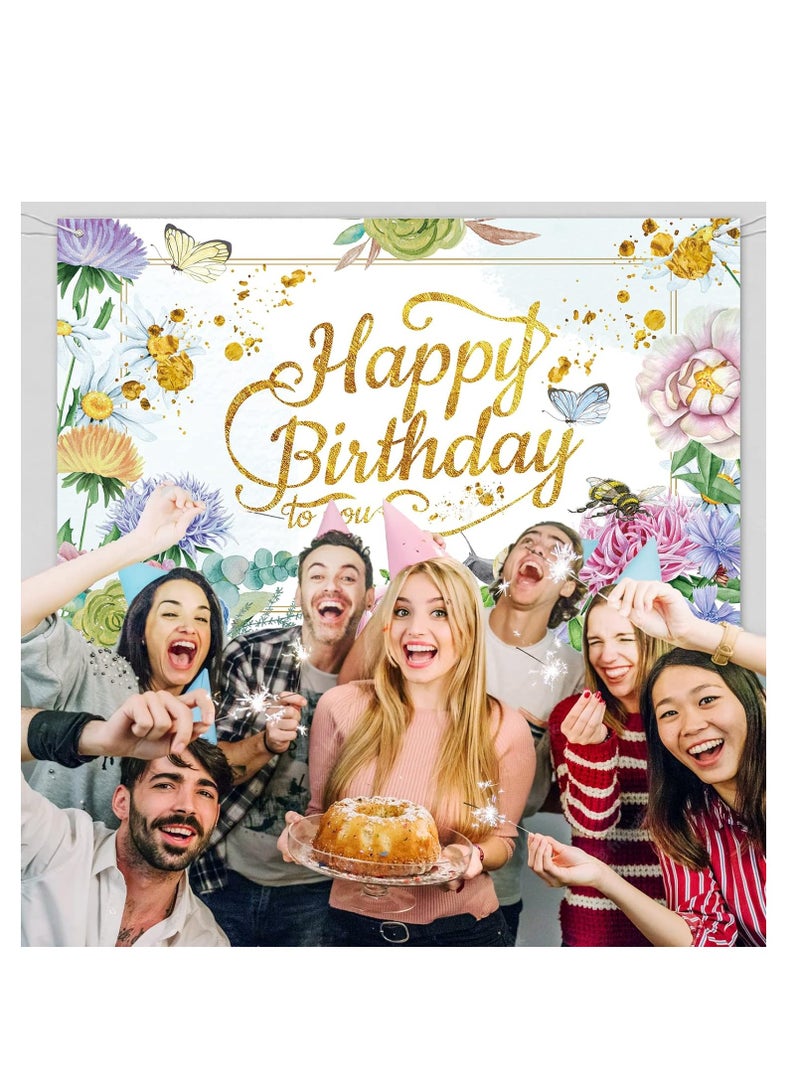 Zikra Flowers Birthday Party Backdrop Pink Flower Bush Garden Birthday Photography Background for Girls Women Happy Birthday Party Background Banner for Birthday Proposal Party Decoration Supplies - Image 5