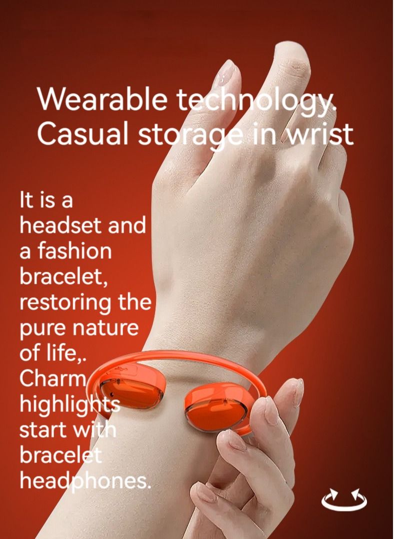 M MIAOYAN M MIAOYAN magic bracelet sports Bluetooth headset 2023 new hot model S3 bendable folding Bluetooth headset (red)  - Image 2
