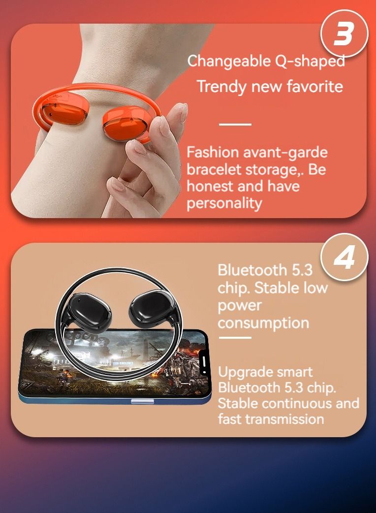 M MIAOYAN M MIAOYAN magic bracelet sports Bluetooth headset 2023 new hot model S3 bendable folding Bluetooth headset (red)  - Image 5