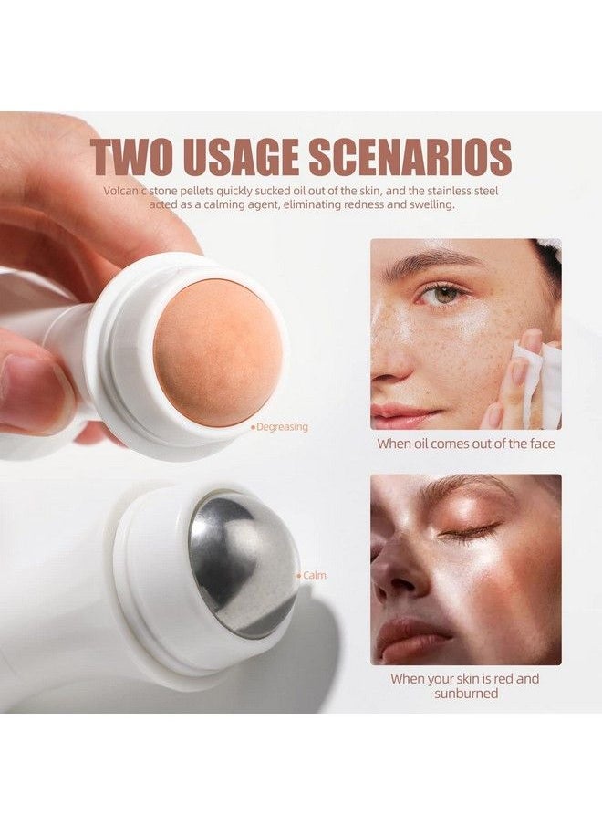 JPNK - Oil Absorbing Volcanic Roller Portable Reusable Oilresistant Face Roller Oil Control Natural Stone Facial Tool Suitable For Traveling At Home Or Going Conduct For Skin Massage 2Pcs - Image 1