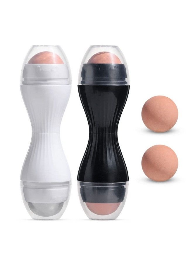 JPNK - Oil Absorbing Volcanic Roller Portable Reusable Oilresistant Face Roller Oil Control Natural Stone Facial Tool Suitable For Traveling At Home Or Going Conduct For Skin Massage 2Pcs - Image 1