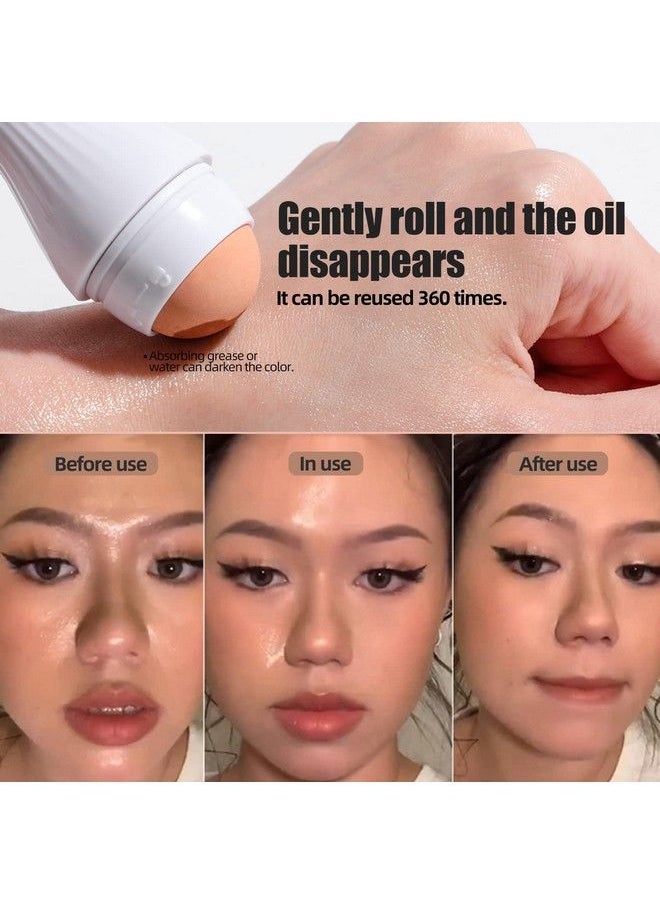 JPNK - Oil Absorbing Volcanic Roller Portable Reusable Oilresistant Face Roller Oil Control Natural Stone Facial Tool Suitable For Traveling At Home Or Going Conduct For Skin Massage 2Pcs - Image 1