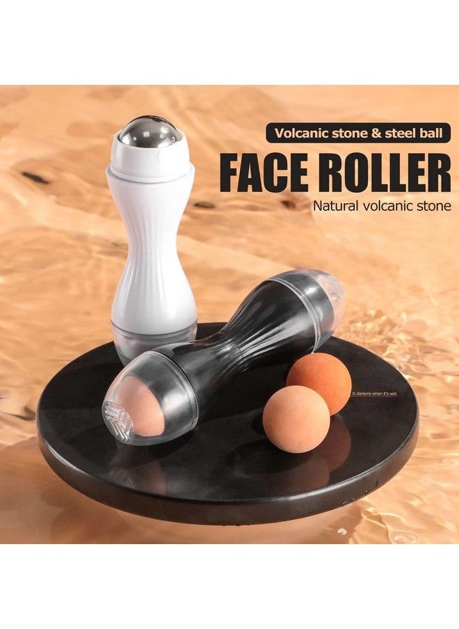 JPNK - Oil Absorbing Volcanic Roller Portable Reusable Oilresistant Face Roller Oil Control Natural Stone Facial Tool Suitable For Traveling At Home Or Going Conduct For Skin Massage 2Pcs - Image 1