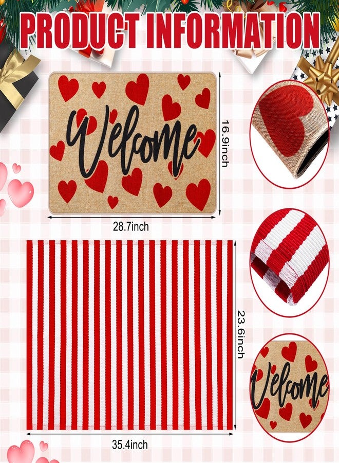 Tinideya 2 Pcs Strawberry Layered Door Mats Outdoor Cute Summer Strawberry Welcome Front Door Rugs Non Slip Floor Mats for Porch Entryway Indoor Outdoor - Image 3