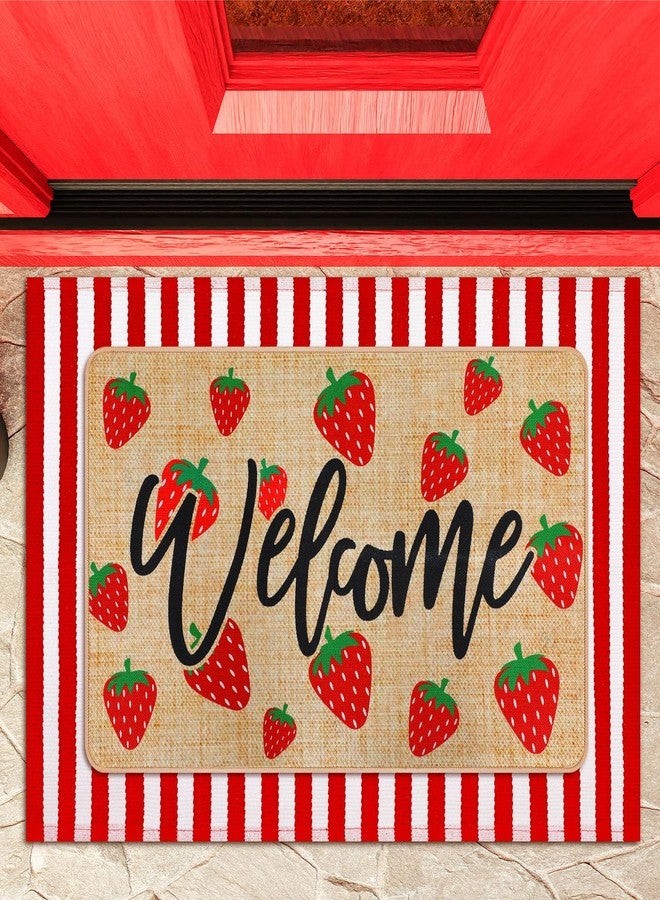 Tinideya 2 Pcs Strawberry Layered Door Mats Outdoor Cute Summer Strawberry Welcome Front Door Rugs Non Slip Floor Mats for Porch Entryway Indoor Outdoor - Image 4