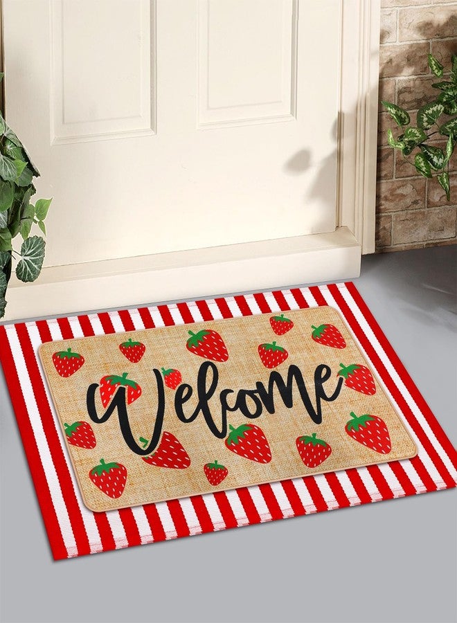 Tinideya 2 Pcs Strawberry Layered Door Mats Outdoor Cute Summer Strawberry Welcome Front Door Rugs Non Slip Floor Mats for Porch Entryway Indoor Outdoor - Image 5