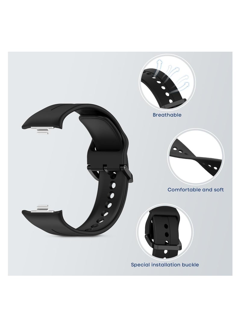 Silicone Strap for Redmi Watch 5/4, Soft Waterproof Adjustable Band Compatible with Xiaomi Smart Band 9 Pro/8 Pro,Black - Image 5