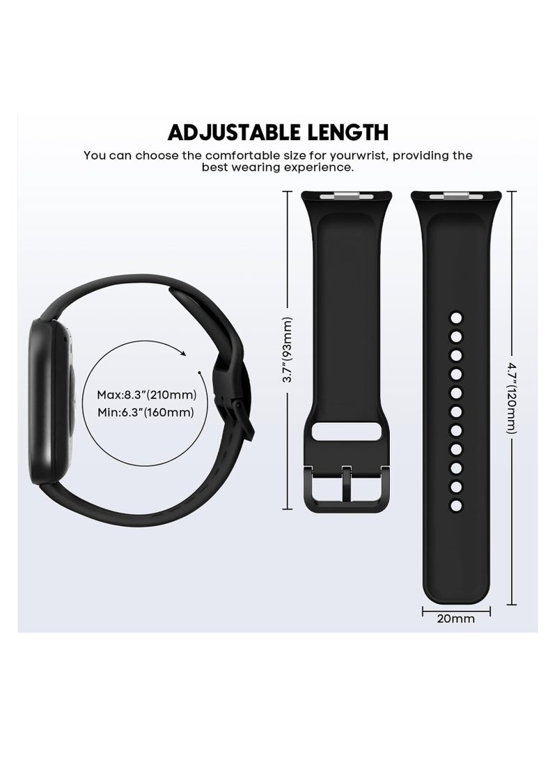 Silicone Strap for Redmi Watch 5/4, Soft Waterproof Adjustable Band Compatible with Xiaomi Smart Band 9 Pro/8 Pro,Black - Image 4