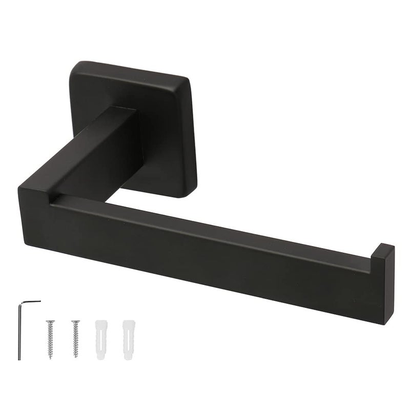 TocTen Toilet Paper HolderBathroom Tissue Holder Fit Big Roll Paper Made of Thicken SUS 304 Stainless Steel Square Paper Roll Holder Wall Mount Suitable for Bathroom Kitchen Office Black 65