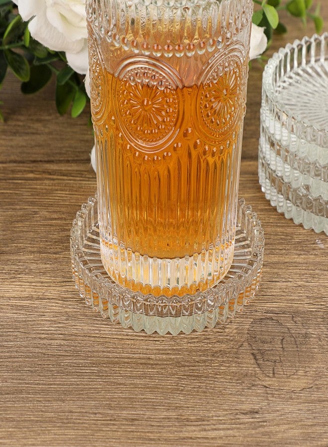 JUXYES 8 Pack Glass Coasters Round Cup Mat, Clear Glass Coasters for Drinks Coffee Tea Wine, Decorative Wine Bottle Coaster, Crystal Drink Coaster for Restaurant bar Kitchen Dining Table - Image 4