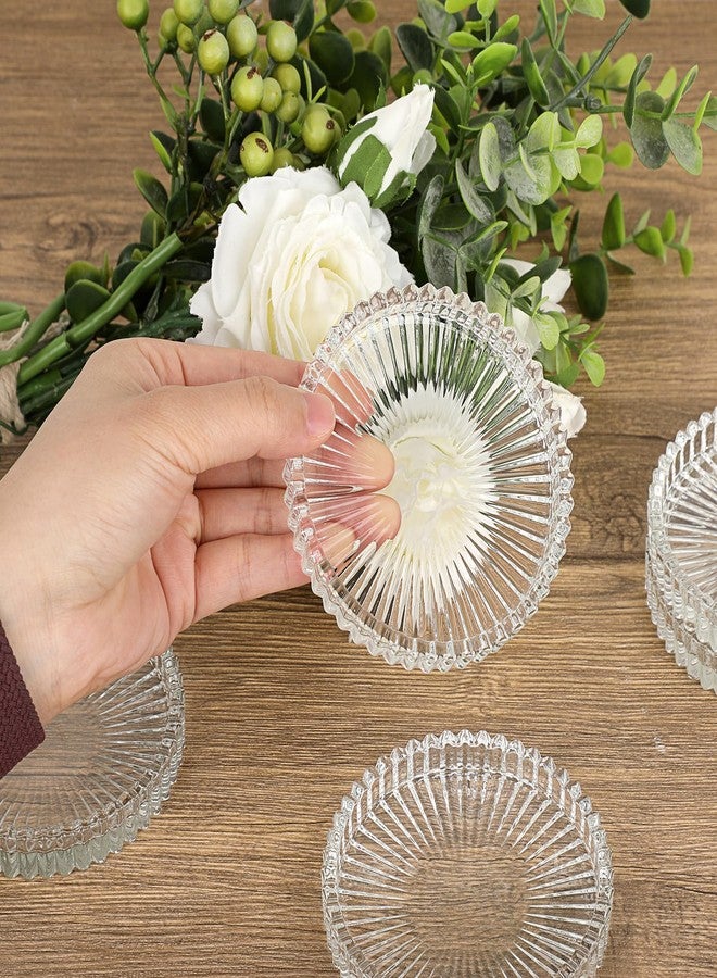 JUXYES 8 Pack Glass Coasters Round Cup Mat, Clear Glass Coasters for Drinks Coffee Tea Wine, Decorative Wine Bottle Coaster, Crystal Drink Coaster for Restaurant bar Kitchen Dining Table - Image 3