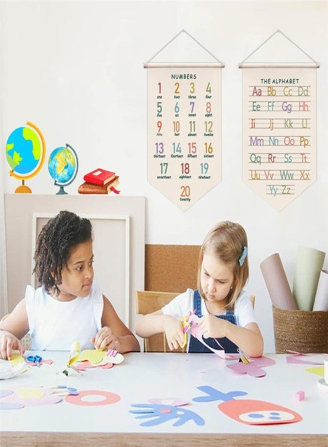 Barri Design Alphabet Wall Banner Number Wall Hanging Alphabet Number Wall Art Poster ABC Wall Poster For Kids Learning Wall Sign Hanging Educational Wall Posters For Toddlers Classroom Playroom - Image 2