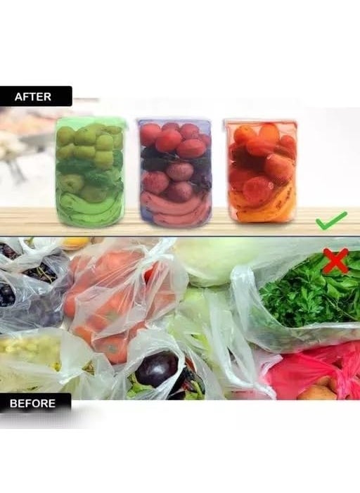 Prostuff.in Prostuffin Multipurpose Reusable Fridge Mesh Storage Bag for Vegetables and Fruits with Zip Lock Multi Color Size325 225 CM Pack Of 4  - Image 3