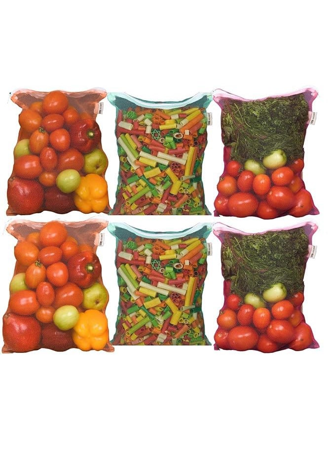 Prostuff.in Prostuffin Multipurpose Reusable Fridge Mesh Storage Bag for Vegetables and Fruits with Zip Lock Multi Color Size325 225 CM Pack Of 4  - Image 2