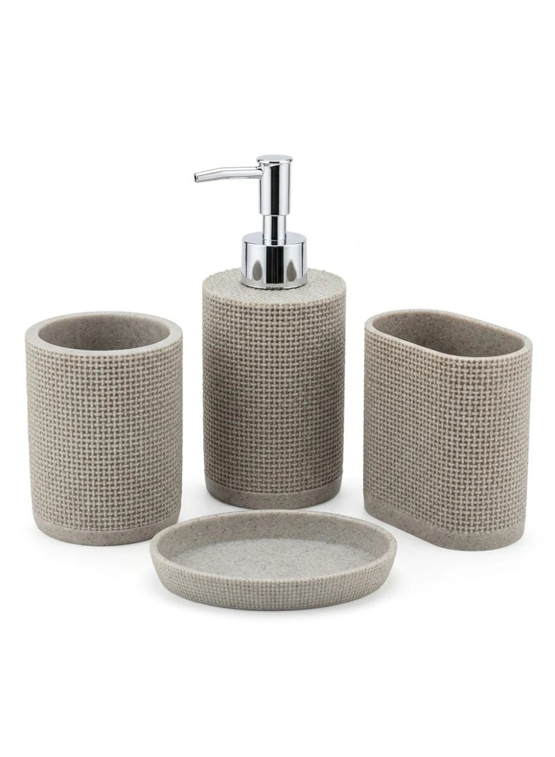 AKDC Iisdoo 4-Piece Resin Bathroom Accessories Set, Grey - Image 3