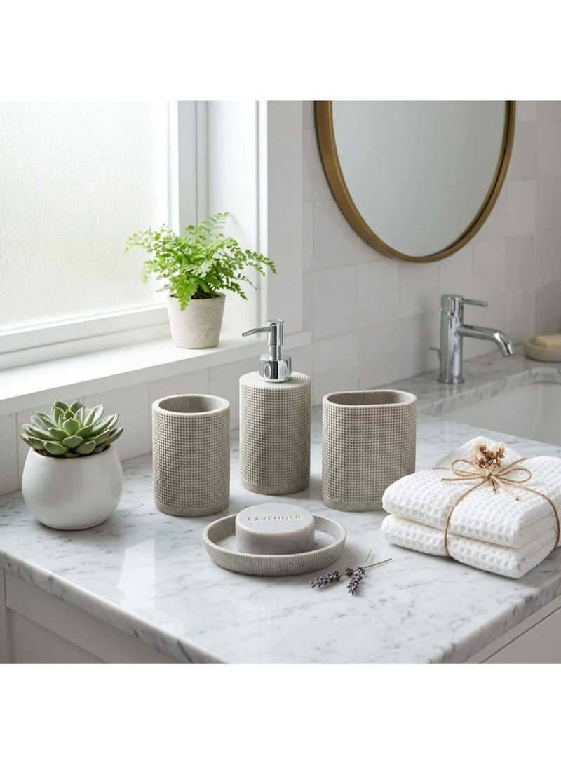 AKDC Iisdoo 4-Piece Resin Bathroom Accessories Set, Grey - Image 2