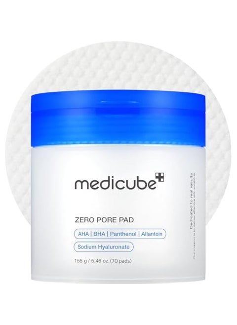 Medicube Zero Pore Pads 2.0 - Korean Dual-Textured Exfoliating Toner Pads with 4.5% AHA Lactic Acid & 0.45% BHA Salicylic Acid for Pore Minimizing and Skin Smoothing - Suitable for All Skin Types
