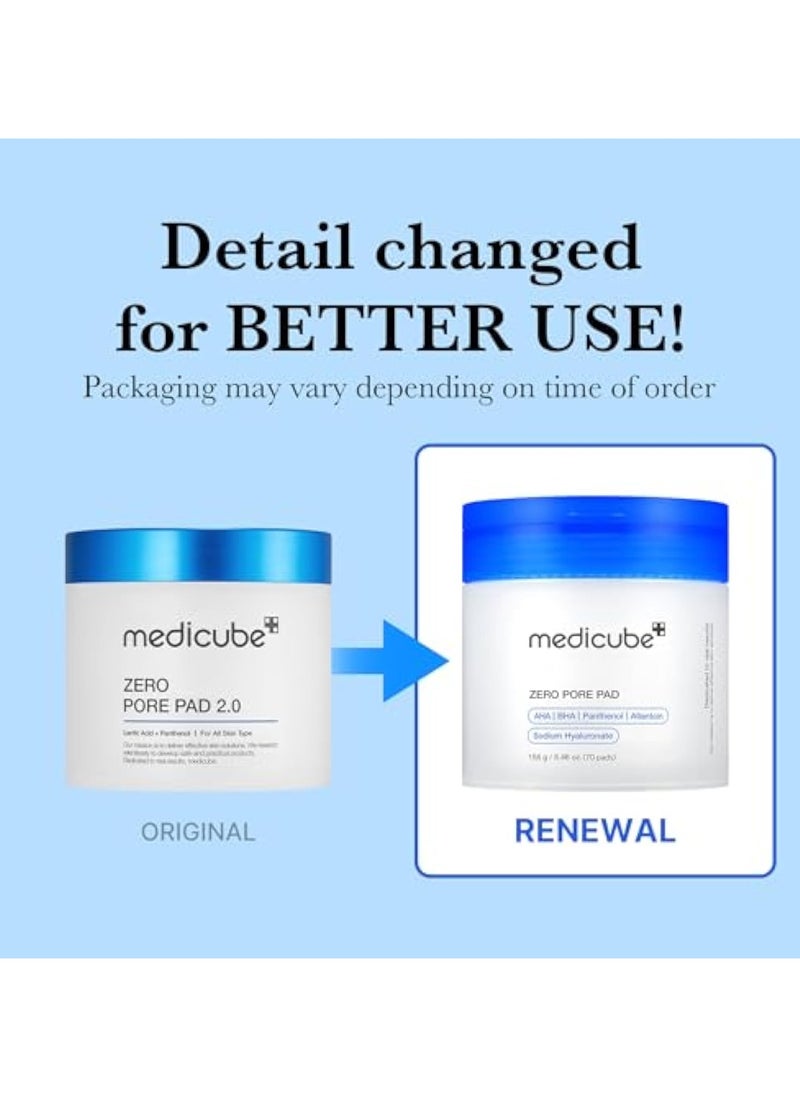 Medicube - Medicube Zero Pore Pads 2.0 - Korean Dual-Textured Exfoliating Toner Pads with 4.5% AHA Lactic Acid & 0.45% BHA Salicylic Acid for Pore Minimizing and Skin Smoothing - Suitable for All Skin Types - Image 1