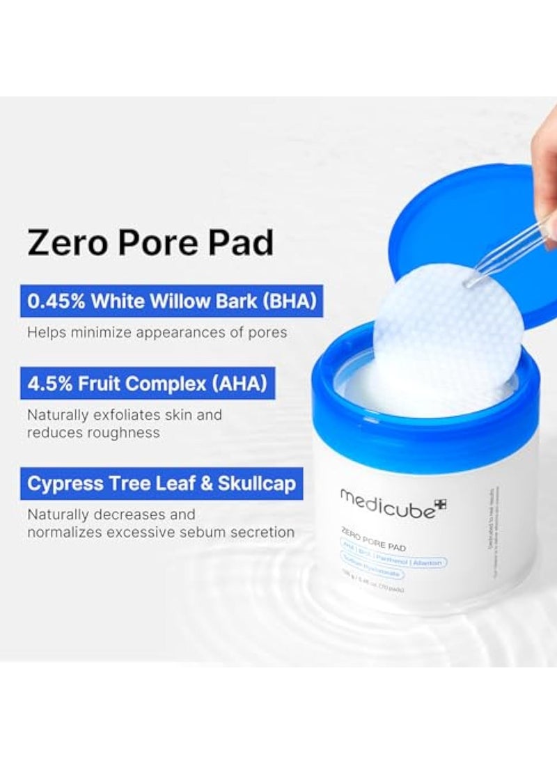 Medicube - Medicube Zero Pore Pads 2.0 - Korean Dual-Textured Exfoliating Toner Pads with 4.5% AHA Lactic Acid & 0.45% BHA Salicylic Acid for Pore Minimizing and Skin Smoothing - Suitable for All Skin Types - Image 1