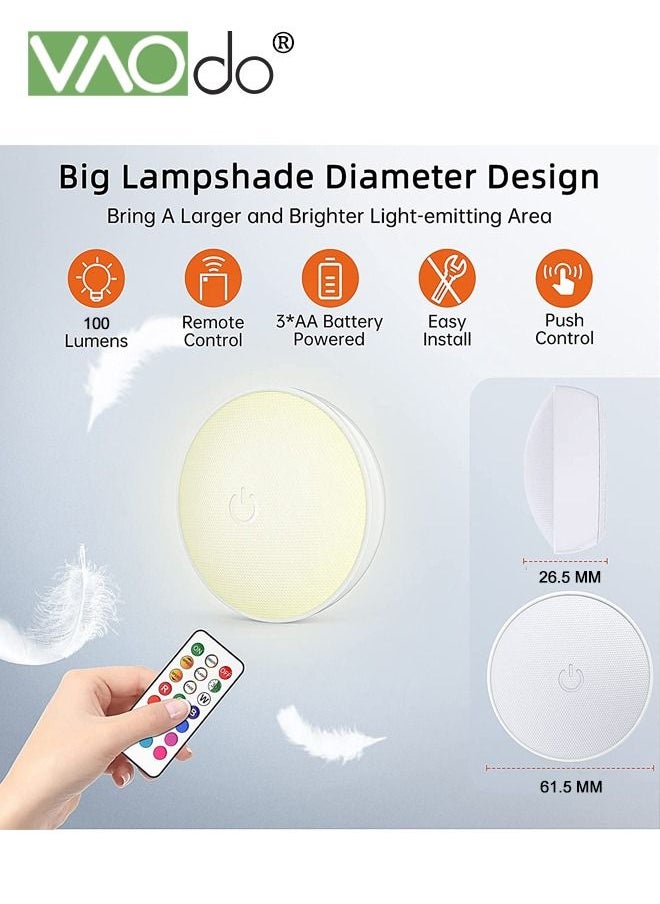 VAOdo - 6PCS Puck Lights with Remote Control 16 Colors 10 Lighting Mode LED Under Cabinet Lighting AA Battery Powered Push Night Lights Under Counter Lighting With Timer Function - Image 1