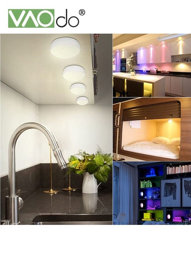 VAOdo - 6PCS Puck Lights with Remote Control 16 Colors 10 Lighting Mode LED Under Cabinet Lighting AA Battery Powered Push Night Lights Under Counter Lighting With Timer Function - Image 1