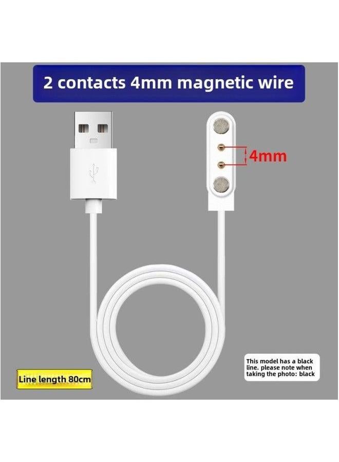 Suitable For Children's Phone Watch Smart Sports Bracelet Universal 245 Contact PIN Needle Magnetic Data Charging-Color:2 Contacts 4mm Cable-charging Cable + Charging Head - Image 1