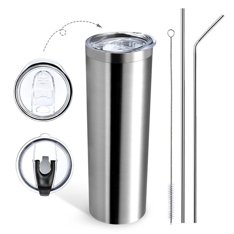 HYDROWION Triple-Insulated Tumblers - Stainless Steel with Lid and Straw, 20 oz Water Bottle, Coffee Cups, Travel Mug for Home & Office Stainless Steel - Image 1