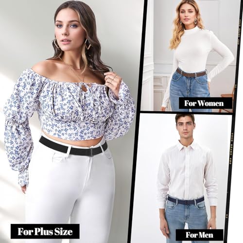 JASGOOD 4 Pack Invisible Women Stretch Belt No Show Elastic Web Strap Belt with Flat Buckle for Jeans Pants Dresses - Image 4