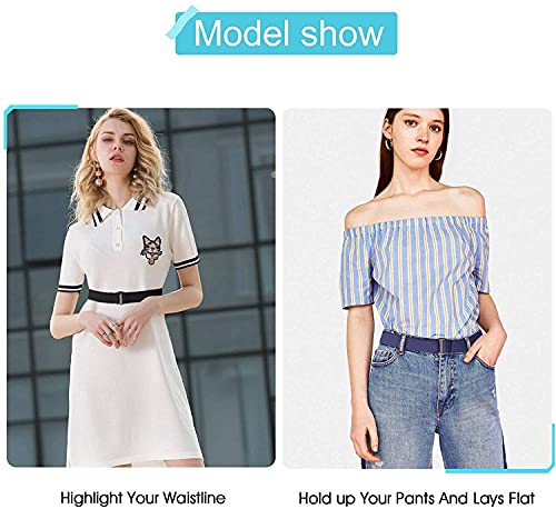 JASGOOD 4 Pack Invisible Women Stretch Belt No Show Elastic Web Strap Belt with Flat Buckle for Jeans Pants Dresses - Image 2
